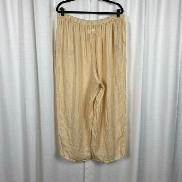 FLAX Butter Yellow Softened Linen Pull On Elastic Waist Pants Sz.3G(24-26W) - Picture 6 of 9